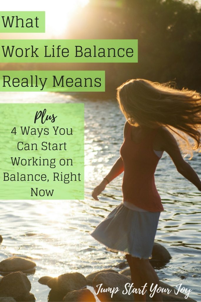 What does work life balance really mean? How can you find balance? This post helps explain what balance is and gives easy ways to find it. Click to read now, and Pin for later. www.jumpstartyourjoy.com