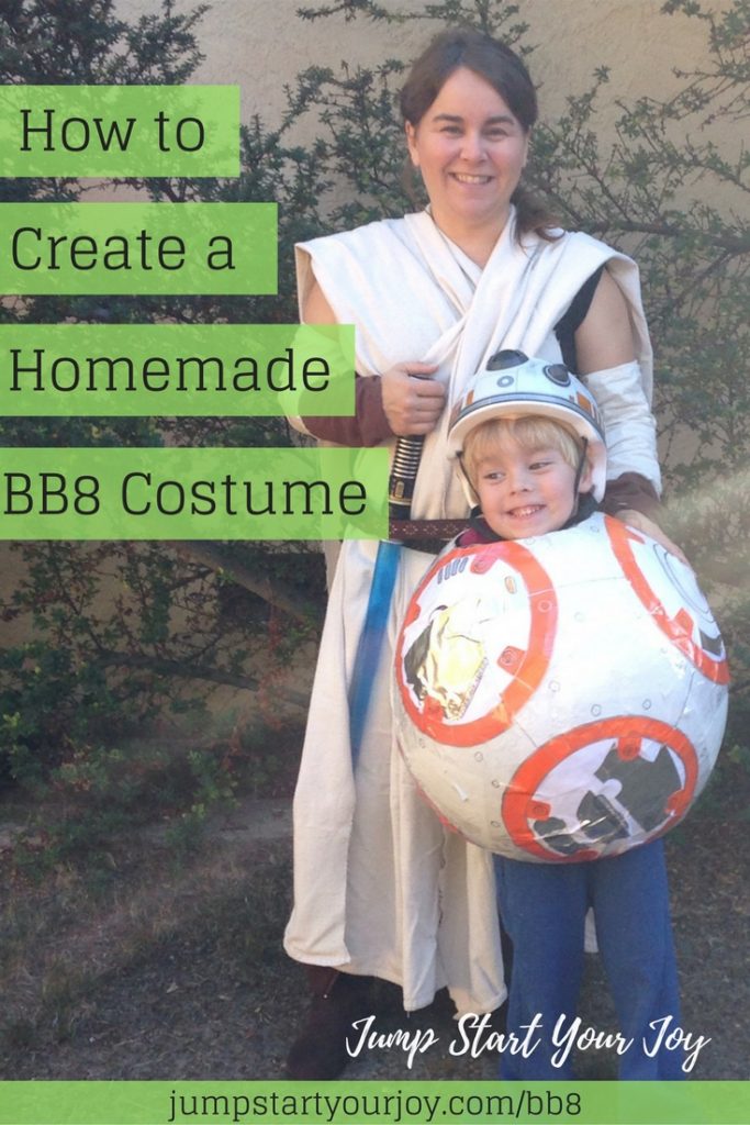 This mom created a homemade BB8 Halloween costume for her son out of paper mache. Click to get all the instructions, or pin for later. www.jumpstartyourjoy.com