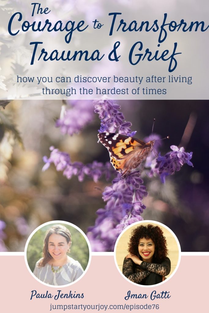 If you feel stuck in trauma or neverending grief, this interview will help motivate and uplift you, and show you ways to break through the grief and pain to live a joyful and radiant life. Iman Gatti is so inspiring. Pin to save and click to listen. www.jumpstartyourjoy.com