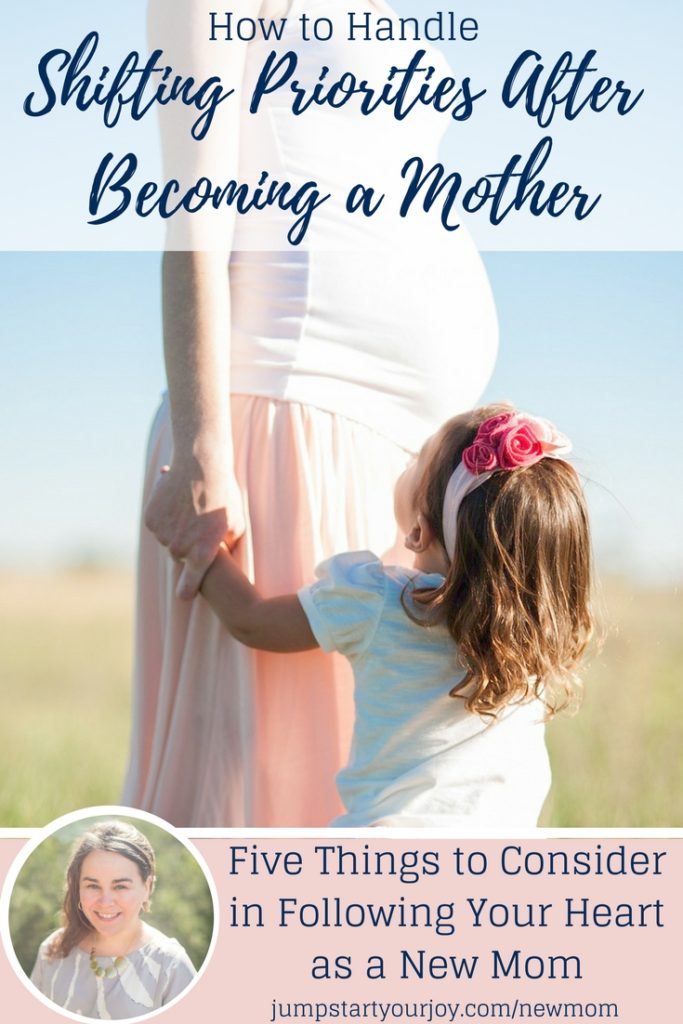 Are you having a hard time juggling shifting priorities as a new mom? There are lots of great ideas on how to juggle career and family in this post and podcast with Kris Nations. Click to listen and save for later. www.jumpstartyourjoy.com