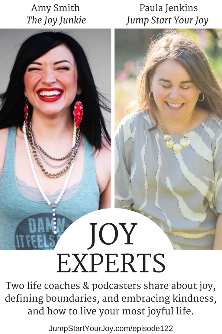 If you have issues setting boundaries, and feel like you avoid having difficult conversations because it will make you look like a jerk, you need to listen to this podcast interview with two joy experts, Amy Smith and Paula Jenkins. They both are life coaches and share how to find more joy in your life. #howtofindjoy #livehappy #podcast